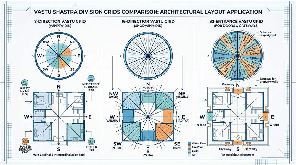 Vastu Division Grids Comparison Graphic